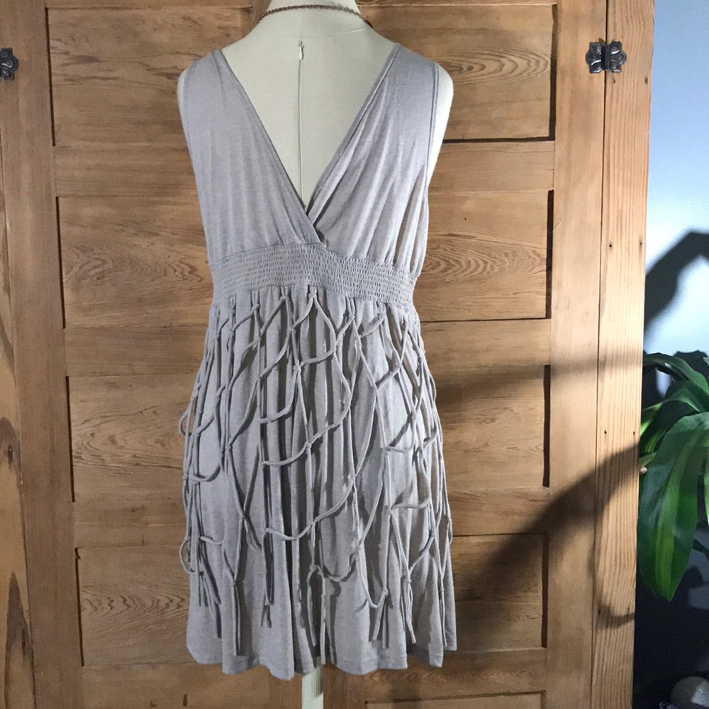 HEM & THREAD tan tank tee shirt dress macrame sz 8 - Picture 3 of 8